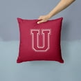 thumbnail image 2 of Letter U Initial Monogram - Maroon and White Fabric Decorative Pillow, 2 of 4