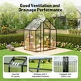 thumbnail image 6 of Sylviera 6x4ft Outdoor Walk-in Greenhouse with Thermometer Hygrometer, Heavy-Duty Polycarbonate Green House with Reinforced Aluminum Frame for Garden, Backyard, and Winter Planting, 6 of 9