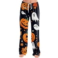 thumbnail image 2 of Womens Halloween Pajama Pants Pumpkin Print Casual Elastic Waist Pjs Lounge Bottoms, 2 of 5