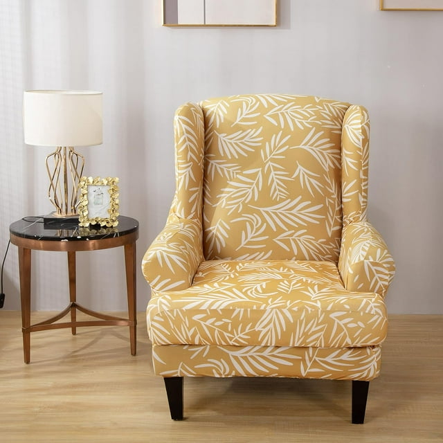 Wing Back Chair Covers with Arms Piece Slipcovers for Armchair Washable Stretch Print Pattern Wingback Chair Cover Furniture Protector Geometry