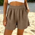 thumbnail image 2 of Hurxie Women's Sweat Shorts Casual Drawstring Shorts Comfy High Waisted Workout Lounge Shorts with Pockets Khaki,S, 2 of 7