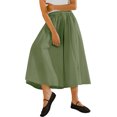 thumbnail image 2 of High Elastic Waist Women Solid Color Long Swing Skirt with Pocket, 2 of 6