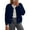 Dark Blue, variant on Fall Long Sleeve Cardigans for Women Trendy Open Front Winter Button Down Crewneck Soft Knit Sweater Jacket