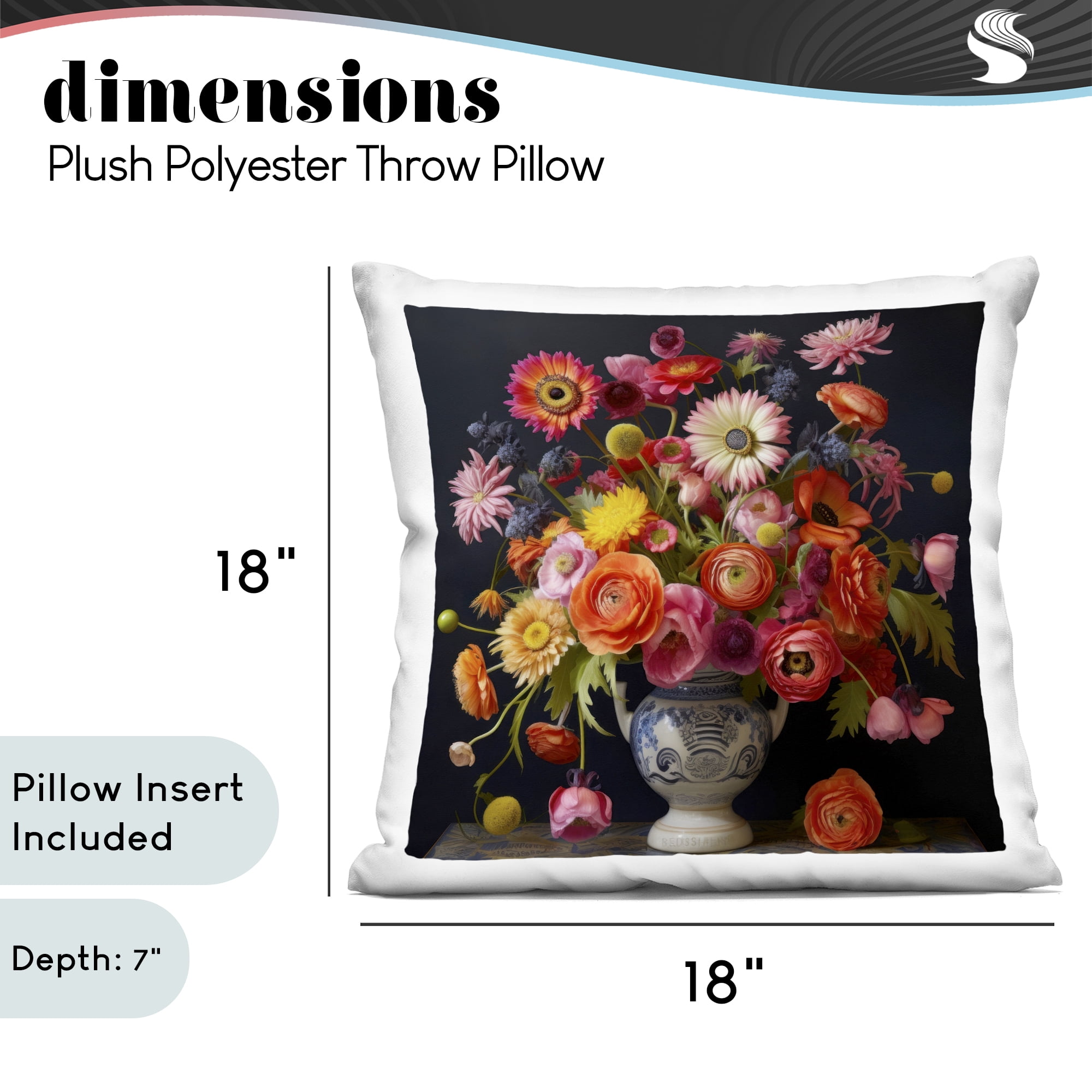 Stupell Industries Harmonious Spring Bouquet Decorative Printed Throw Pillow, design by Lazar Studio, 18 x 7 x 18