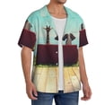 thumbnail image 2 of Honeii Elehpant And A Giraffe Looking At The Sea for Men's Short-Sleeved Button-Up Collared Shirt Featuring A Pocket, Perfect for Beach Vacations, And Travel Adventures.-3X-Large, 2 of 5