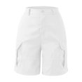 thumbnail image 2 of Shorts for Women Summer Solid Color Pocket Casual High Waist Hot Bermuda Cargo Board Gym White Bottoms Sizes 3XL, 2 of 6