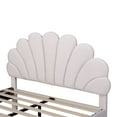 thumbnail image 4 of Upholstered Platform Bed with Flower Pattern Velvet Headboard Beige - Full, 4 of 5