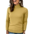 thumbnail image 2 of Women's Turtleneck Chunky Sweater Long Sleeve Casual Knit Pullover, Fall Winter Jumper Top Yellow M, 2 of 5