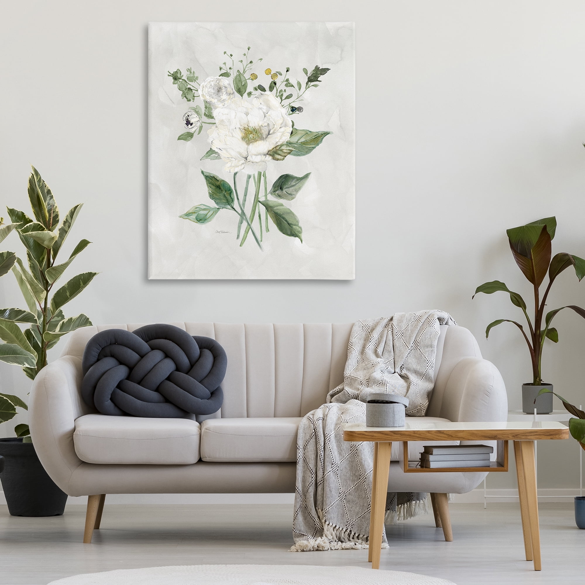 Stupell Industries Cottage White Flowers Plants & Flowers Painting Wrapped Canvas Art Print Wall Art, 36 x 48
