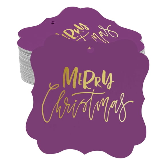 Inkdotpot Hang Tags Merry Christmas Favor Bracket Shape Gift Tags Real Gold Foil Bonbonniere Tag Pack Of 100