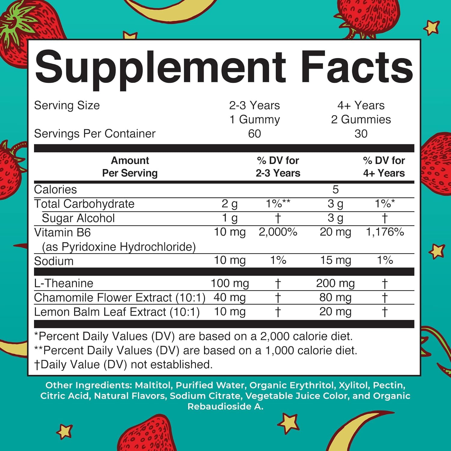 (3 pack) MaryRuth's Kids Nighttime Sleep Gummies Sugar-Free Strawberry Flavor with Vitamin B6 and L-Theanine Dietary Supplement 60 Count
