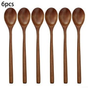MINGYG 6x Long Handle Wooden Soup Spoons Kitchen Cooking Utensil Rice Spoon 9Inch