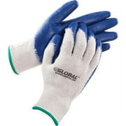 Global Industrial Latex Coated String Knit Work Gloves, Natural/Blue, Medium, 1-