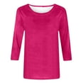 thumbnail image 4 of MIXUE Boho Tops For Women Summer Solid Color Round Neck Long Sleeve Casual Fashion Soft Basic Pullover Shirts For Women Tshirts Streetwear,Pink,XL, 4 of 4