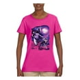 thumbnail image 2 of Fantasy Wolf Howling at The Full Moon Animal Lover Womens Graphic T-Shirt, Fuschia, Medium, 2 of 3