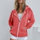 thumbnail image 1 of ICHUANYI Clearance Fashion Women's Zipper V-Neck Pullover Tops Long Sleeve Hooded Blouse Sweatshirt(Watermelon Red, M) ICHUANYI WER2023080811502, 1 of 6
