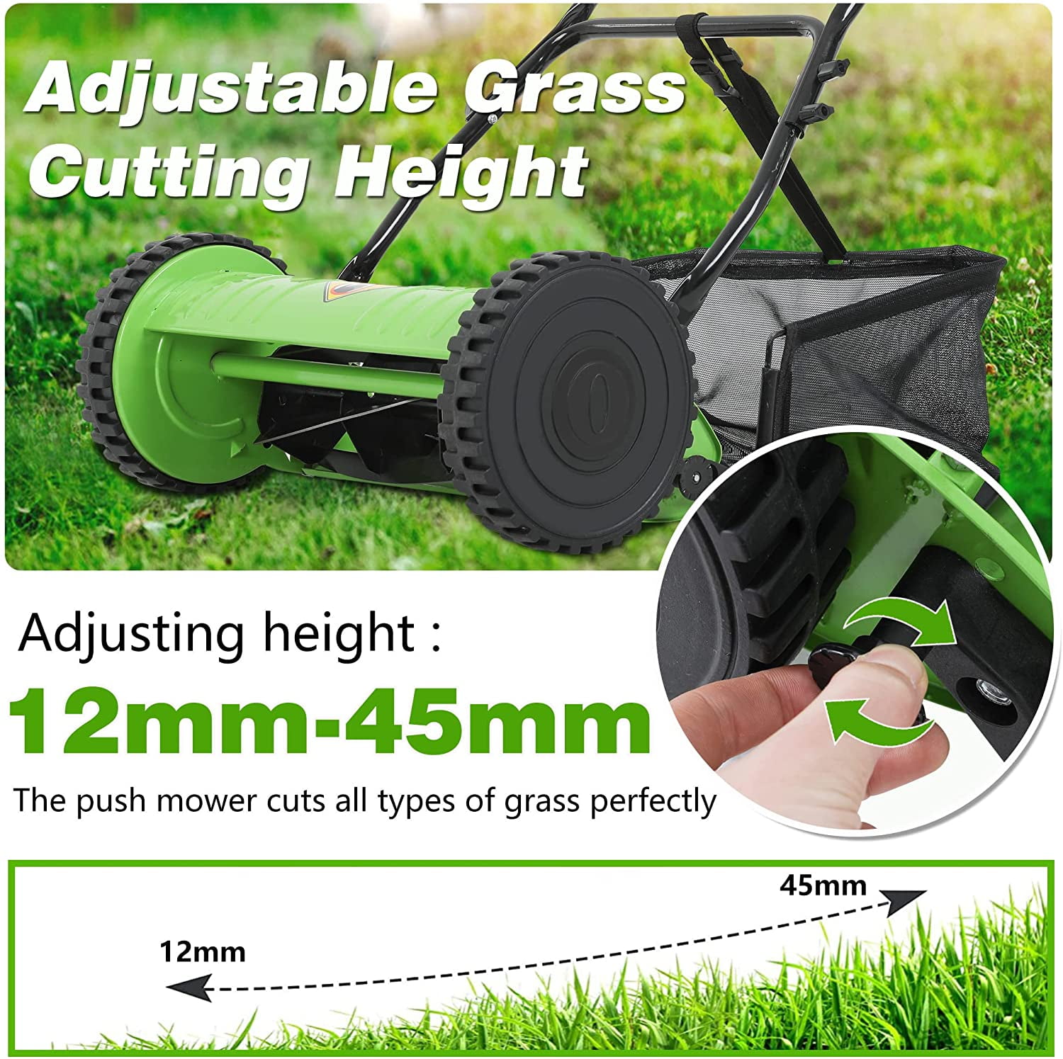 Buy FDW Lawn Mower Grass Cutter Machine, with Collection Box (Push Reel