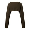 thumbnail image 6 of Cardigan Sweaters for Women Trendy Cropped Long Sleeve Fall Warm Ribbed Short Sweaters Casual Solid Color Open Front Outerwear Shrugs for Women Coffee M, 6 of 7