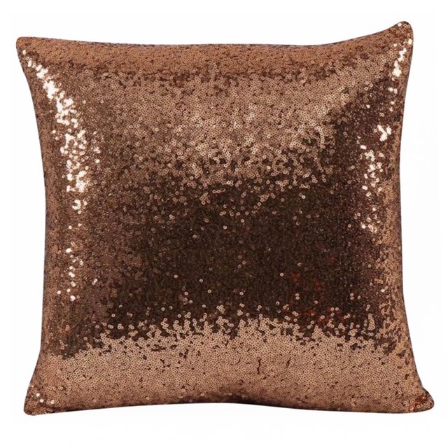 Funda de almohada con lentejuelas brillantes de color sólido Pedty, decoración para el hogar, fundas de cojín, almohadas, café