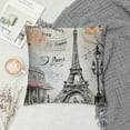 thumbnail image 2 of GOSMITH  Paris Throw Pillow Cushion Cover, Traditional Famous Parisian Elements Bonjour Croissan Coffee Eiffel Tower Print, Decorative Square Accent Pillow Case,  Black White, 2 of 5