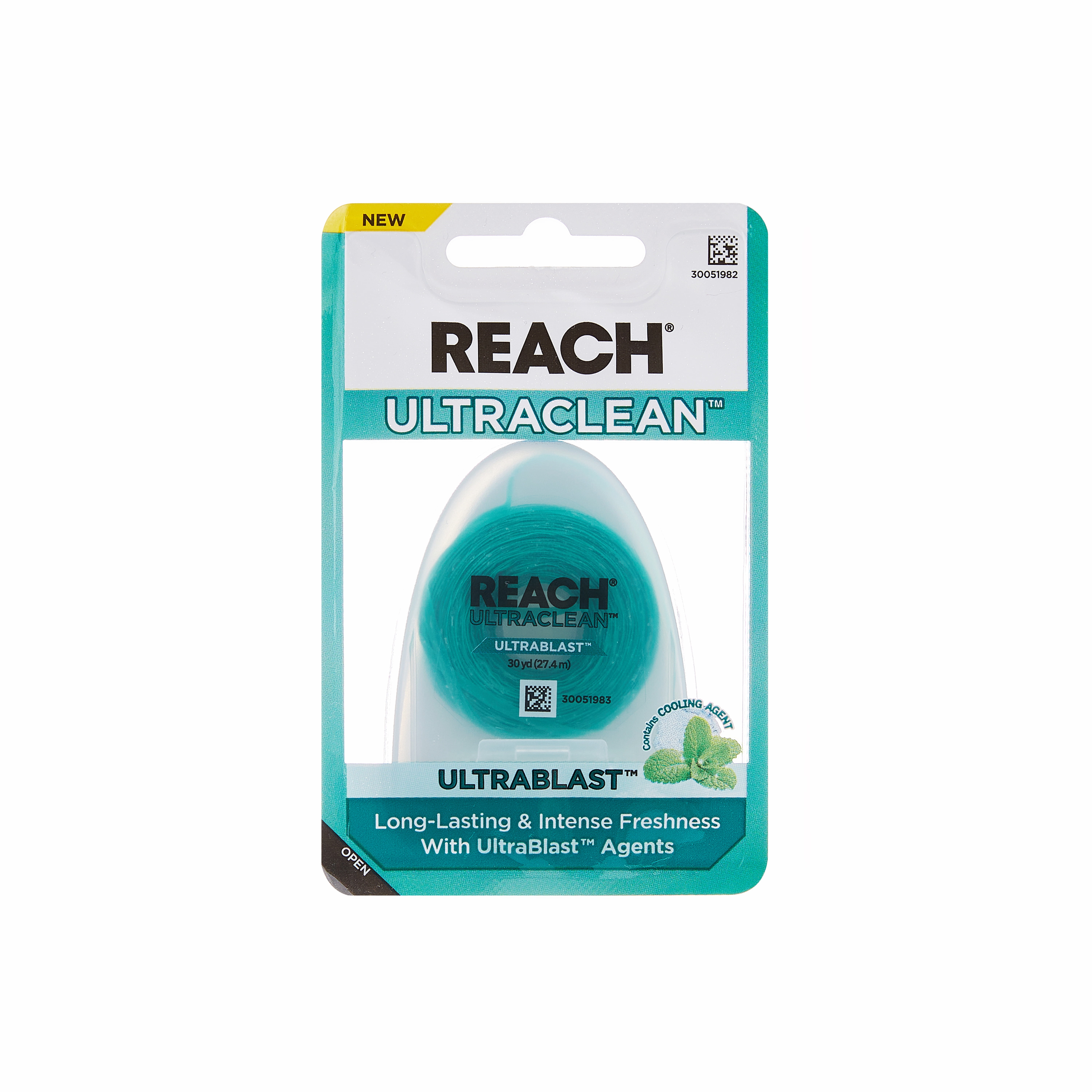 (3 pack) REACH® Ultraclean Ultrablast Cool Mint Dental Floss 30 YDS