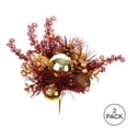 thumbnail image 3 of Vickerman 10" Chocolate/Gold Ornament Christmas Pick, Pack of 2, 3 of 3