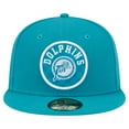 thumbnail image 2 of Men's New Era Aqua Miami Dolphins Checkered 59FIFTY Fitted Hat, 2 of 6