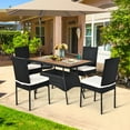 thumbnail image 4 of Gymax 5PCS Rattan Patio Dining Set Outdoor w/ Cushion Wooden Tabletop 4 Chairs, 4 of 10