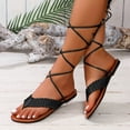 thumbnail image 2 of Mepaouo Women's Lace up Gladiator Sandals Criss Cross Strappy Flip Flops Tie up Summer Flat Shoes, 2 of 6