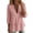 Pink, variant on Tops for Women 3/4 Sleeve Elegant Pleated Collar Women Solid Cotton Linen Shirt