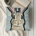 thumbnail image 3 of YINGXI  Happy Easter Bunny Egg Decorative Throw Pillow Covers, Hello Peeps Religious Pink Stripe Rabbit Porch Home Decor, Floral Wreath Farmhouse Outdoor Sofa Couch Cushion Case 18x18in, 3 of 5