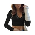 thumbnail image 3 of Sunisery Women's Casual Slim Fitted T Shirts Basic Long Sleeve Solid Crop Tee Top, 3 of 4