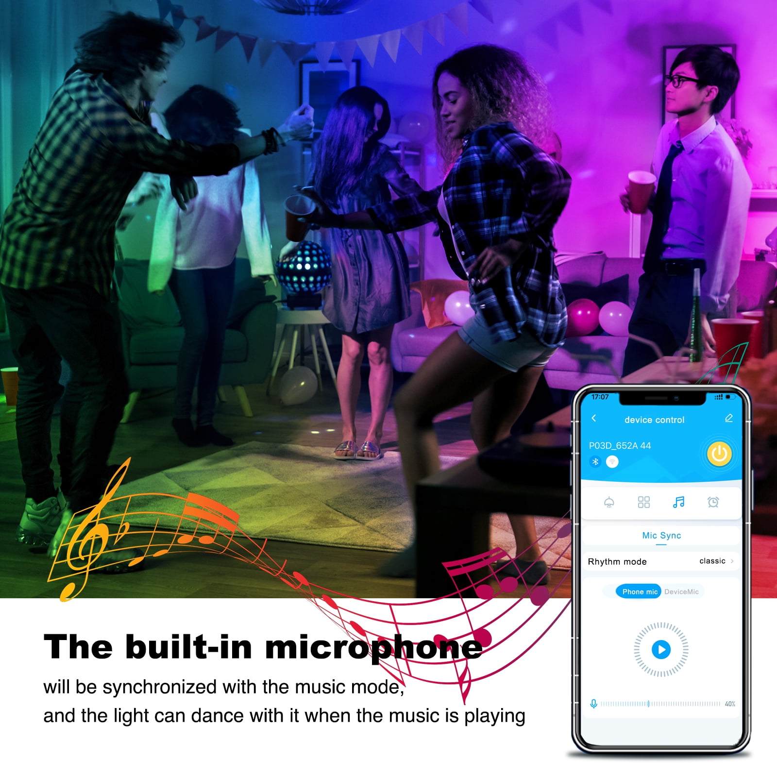 DAYBETTER 100FT Led Lights,Music Sync Strip Lights with APP and Remote Control,RGB Color Changing Lights for Bedroom Indoor Decor(2 Rolls of 50ft)