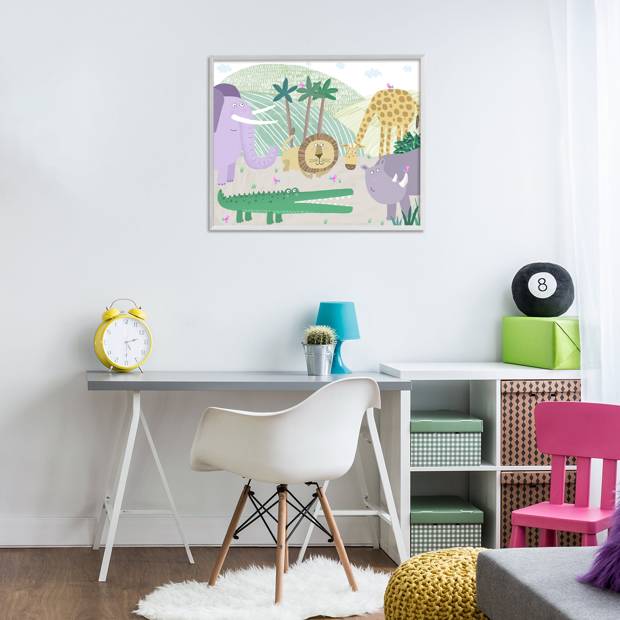 Stupell Industries Jungle Savannah Animals White Framed Giclee Art, design by Carla Daly