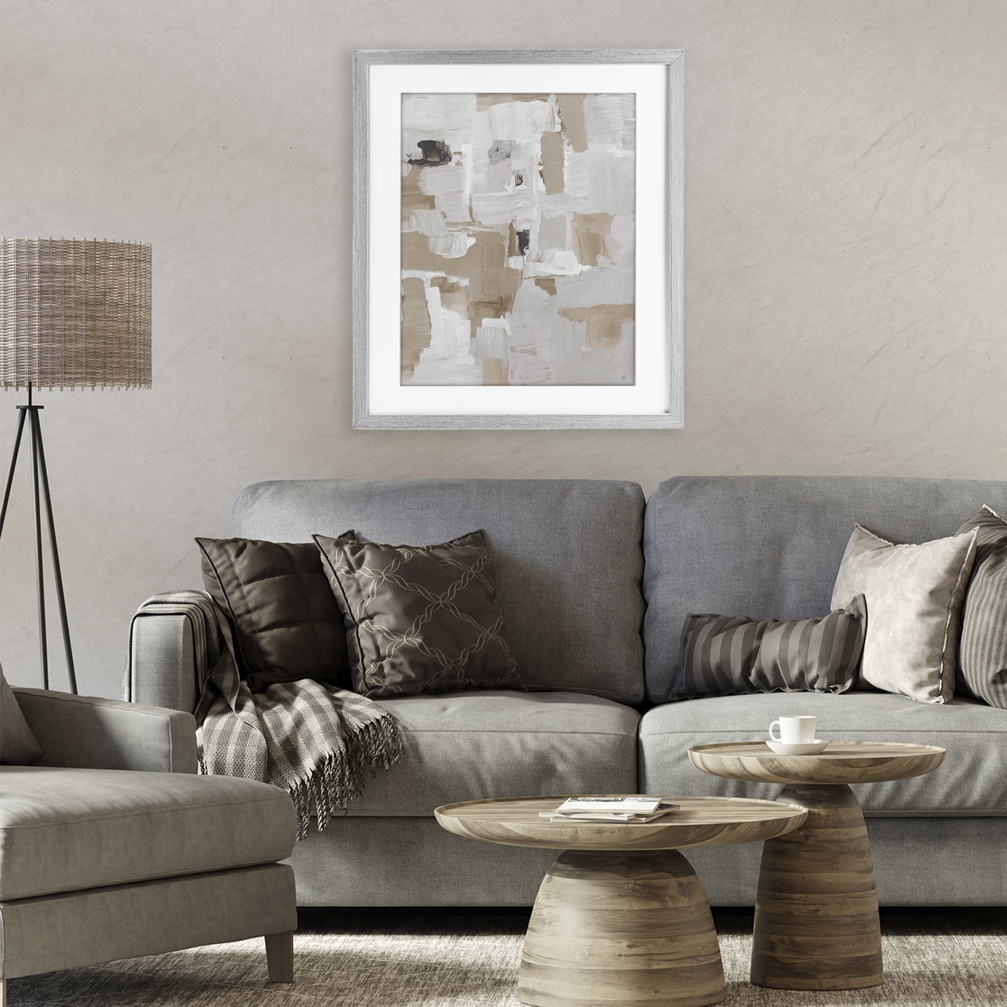 Stupell Industries Beige & White Peace Gray Framed Print Under Glass, design by Lanie Loreth