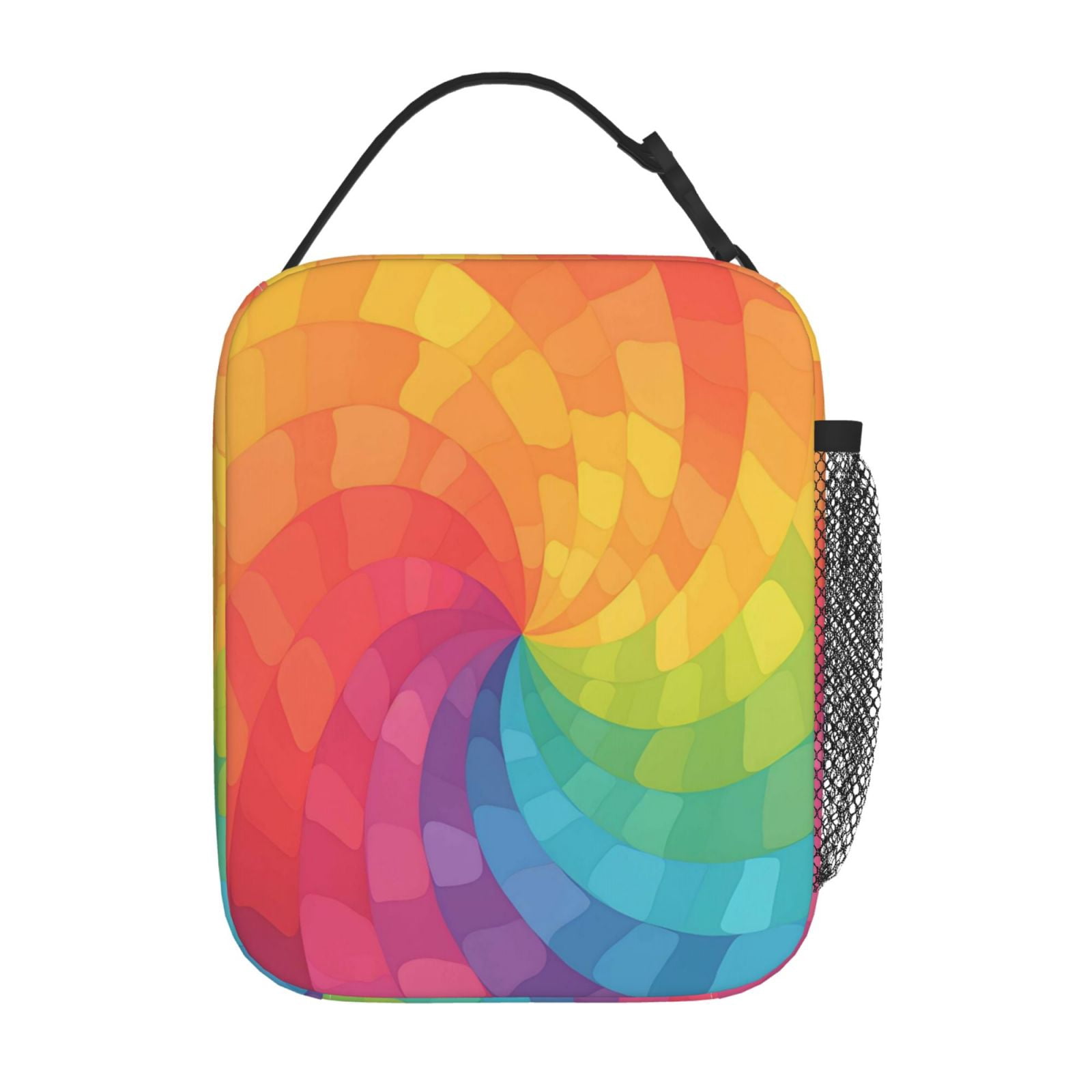Lunch Bag For Women Men Insulated Portable Lunch Box Bento Box Office Picnic Travel Cooler Bag Mediumvioletred Tie Dye Background Rainbow Colors_2