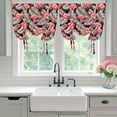 thumbnail image 4 of Red Flamingo Tie Up Curtains for Windows, Adjustable Balloon Window Shades, Summer Tropical Plants Leaves Botanical Black Kitchen Window Treatments Farmhouse Short Curtains with Rod Pocket 42"x45", 4 of 8