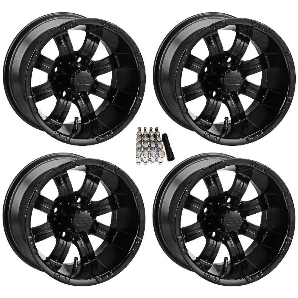 LSI 10" Casino Matte Black Golf Cart Wheels/Rims Yamaha