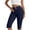 Navy, variant on WPPGONE Capri Pants for Women Straight Elastic Waisted Button Side Split Hem Slim Fit Cropped Bottoms Yoga Workout Gym Trousers