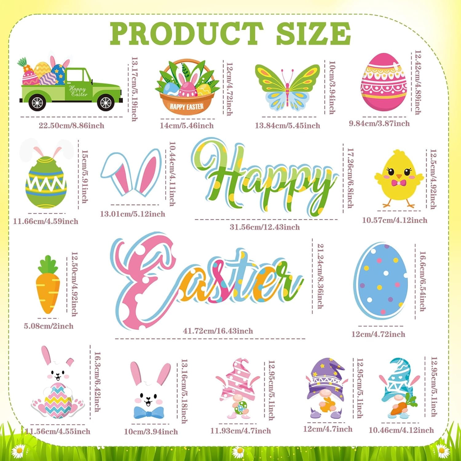 Easter Garage Door Magnets Decorations Kit - 25 Pcs Magnetic Easter Egg Bunny Gnome Designs For Refrigerator And Indoor Outdoor Holiday Decoration