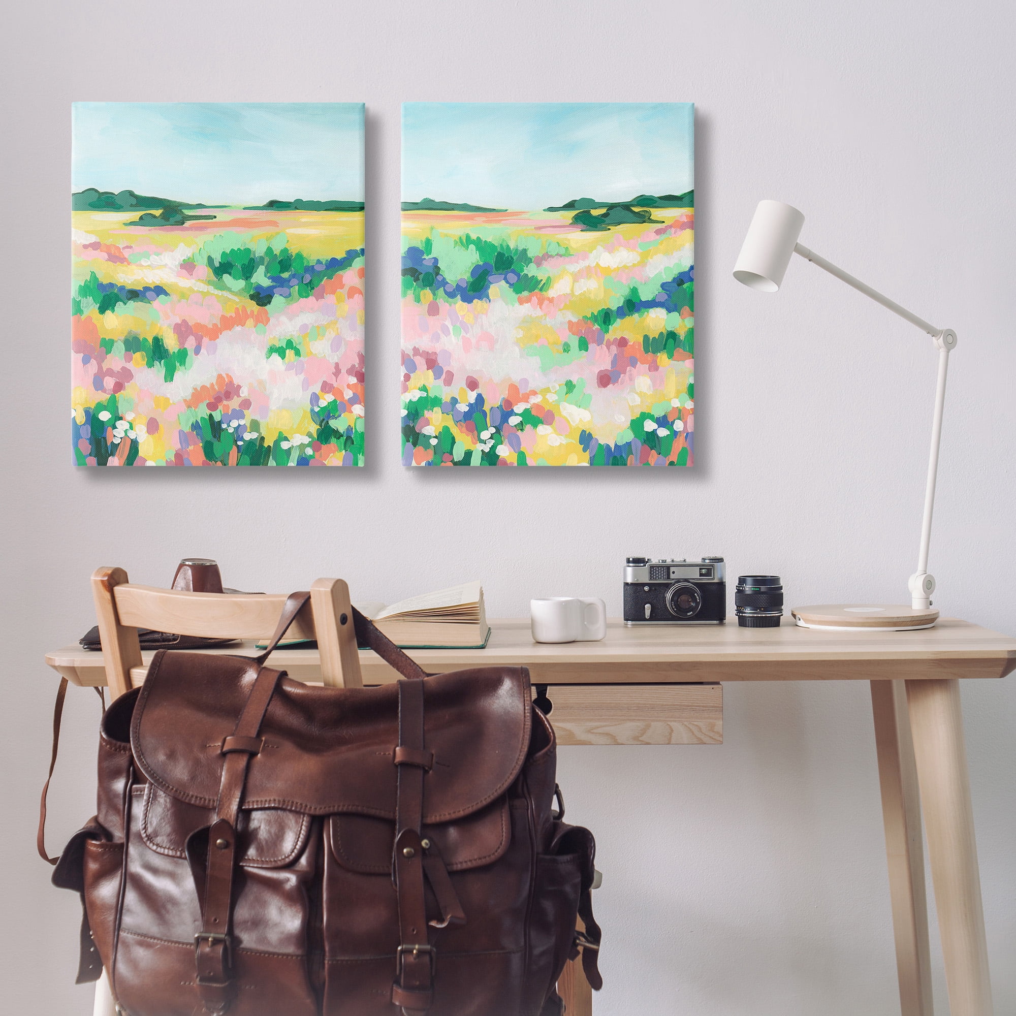Stupell Industries Modern Country Meadow Landscape Painting Gallery Wrapped Canvas Art Print Wall Art, 24 x 30, Set of 2