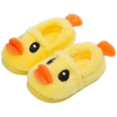 

PIKADINGNIS Kids Cute Plush Duck Slippers Indoor House Slippers Warm Winter Shoes