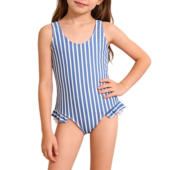 IFNWSV Girls Bathing Suit Kids Swimwear with Lace Small and Medium-sized Kids Blue 6 Years