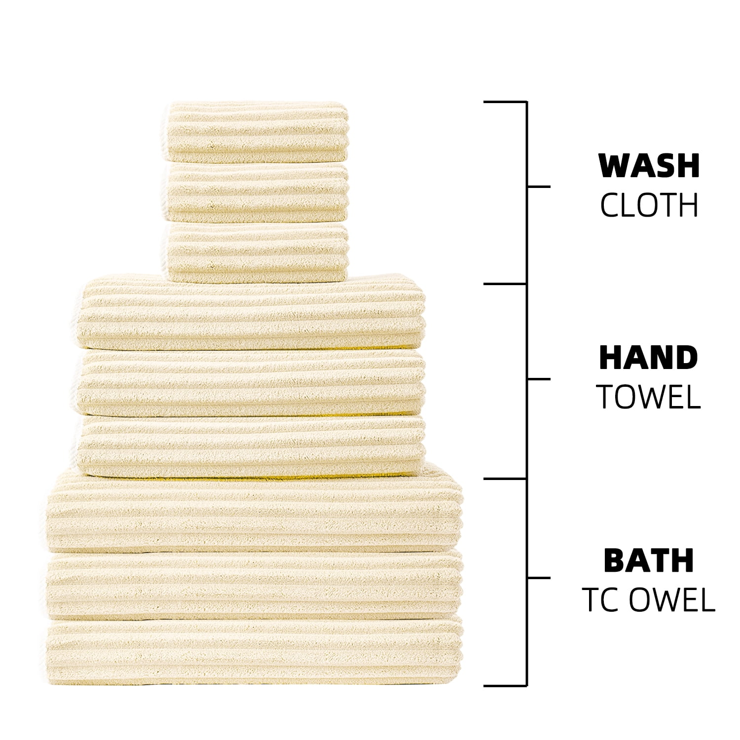 Elegant Choise 3/9 Pieces Candy Fleece Towel Set - Ultra Soft Bath, Hand & Face Towels in 4 Colors | Quick-Dry & Luxurious
