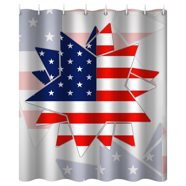 EGNMCR Room Decor,, Shower Curtain For Bathroom Modern Shower Curtain Universal For All Seasons In Bath Long Shower Curtains Set ,American Flag Pattern With Stars And T Shower Curtain