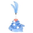 thumbnail image 2 of Torre de bolas para gatos de 3 niveles, juguete interactivo con pista desmontable para mascotas y pluma para que los gatitos hagan ejercicio, color azul, 2 of 14