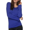 thumbnail image 3 of Women Long Sleeve Stretch Round Neck Solid Stretch Seamless Shirt, 3 of 3