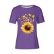thumbnail image 3 of Tops de Ajuste Suelto para las Mujeres Sudadera Casual Impresa Manga Corta Cuello Redondo Superior, Poliéster, 3 of 4