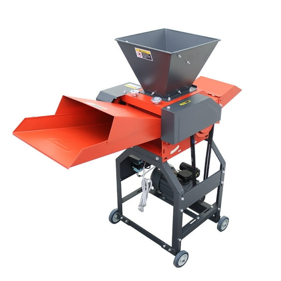6-blade Hay Cutter Pulverizer Straw Shredder Grass Grinder Chaffcutter with Feed Hopper 220V 500-1000kg/h