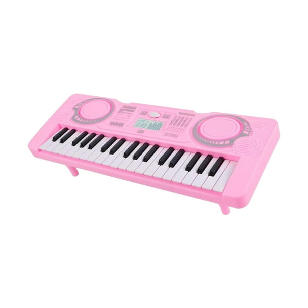 Piano eléctrico portátil de 37 teclas, juguete educativo, instrumento musical Rosado